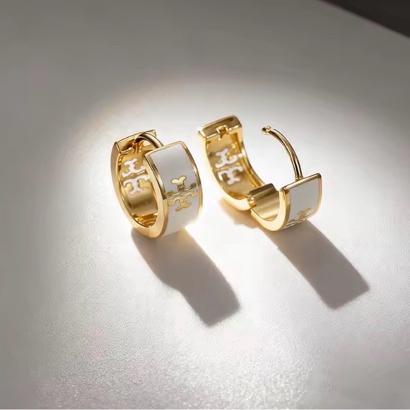 White and Gold hoops - Picture 2 of 2